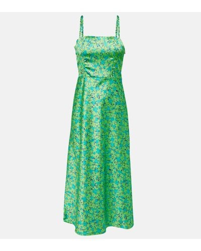 ROTATE BIRGER CHRISTENSEN Floral Satin Midi Dress - Green