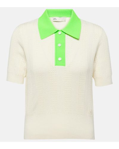 Tory Sport Pointelle Cotton Polo Shirt - Green