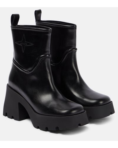 NODALETO Bulla Rainy Leather Ankle Boots - Black