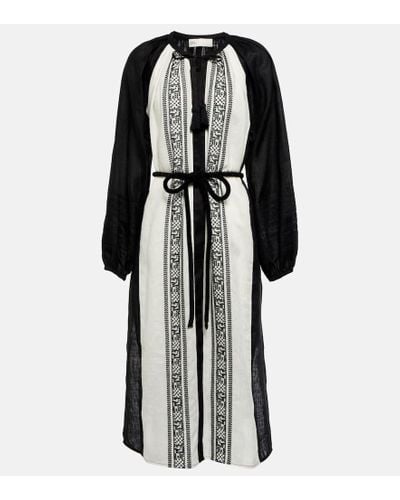 Tory Burch Embroidered Linen Kaftan - Black