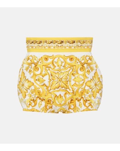 Dolce & Gabbana High-Rise Shorts Majolica aus Baumwolle - Mettallic