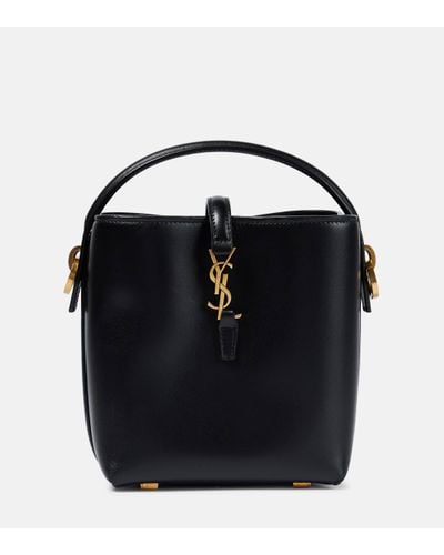 Saint Laurent Le 5 À 7 Mini Leather Bucket Bag - Black