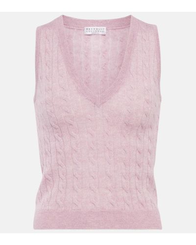 Brunello Cucinelli Gilet in alpaca e cotone - Rosa