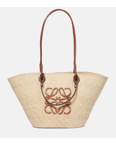 Loewe X Paula's Ibiza Anagram Large Iraca Palm And Leather Basket Bag - Natural