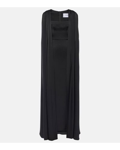 Alex Perry Caped Satin Crepe Gown - Black