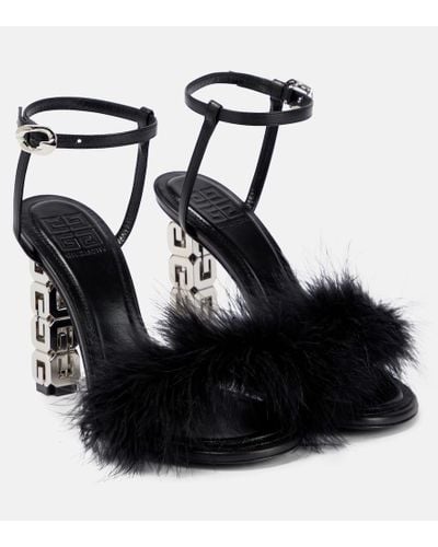 Givenchy Leather G Chain Cube Sandals 105 - Black