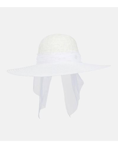 Maison Michel Blanche Tulle-trimmed Sun Hat - White