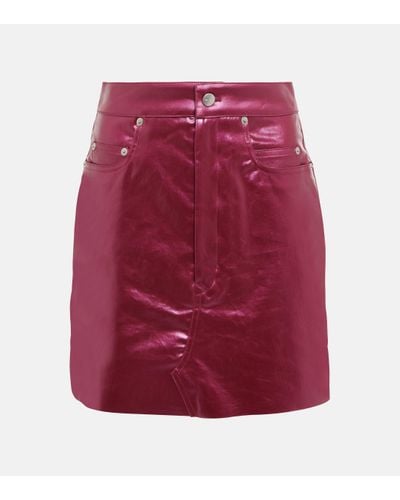 Rick Owens Coated Denim Miniskirt - Red