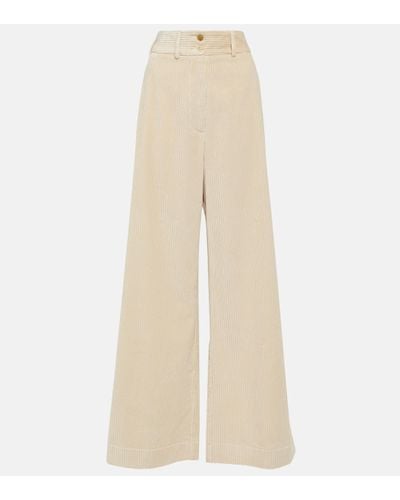 Etro Pantalon ample a taille haute en velours cotele de coton - Neutre