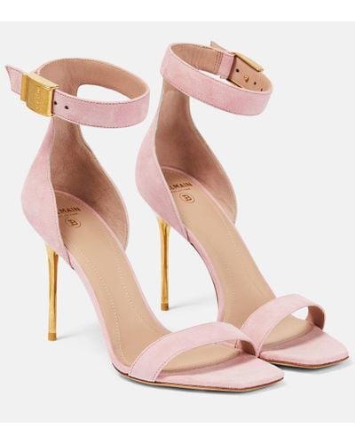 Balmain Sandalen aus Veloursleder - Pink