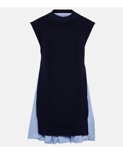 Sacai Cotton-blend Shirt Minidress - Blue