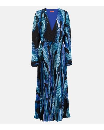 Altuzarra Robe longue Antiparos plissee - Bleu