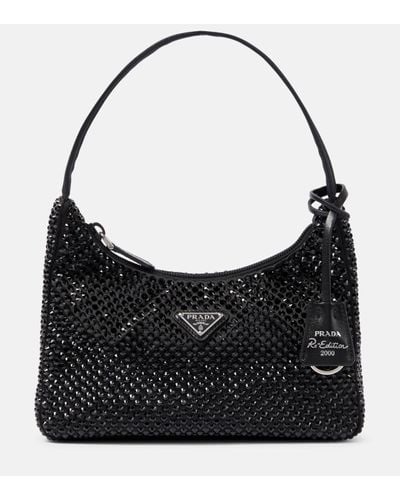 Prada Satin Mini-bag With Crystals - Black