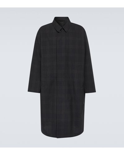 Lemaire Checked Wool Seersucker Overcoat - Black