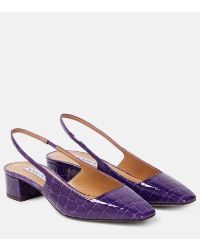 Aquazzura Ginza 35 Patent Leather Slingback Court Shoes - Purple