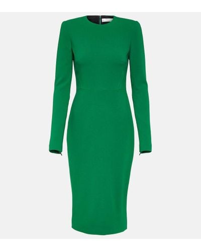 Victoria Beckham Vestido midi de mezcla de lana - Verde