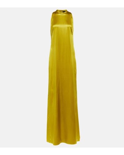 Max Mara Hoyo Silk Satin Gown - Yellow