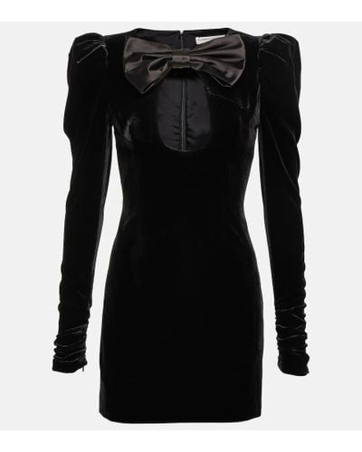 Alessandra Rich Vestido corto de terciopelo con aberturas - Negro