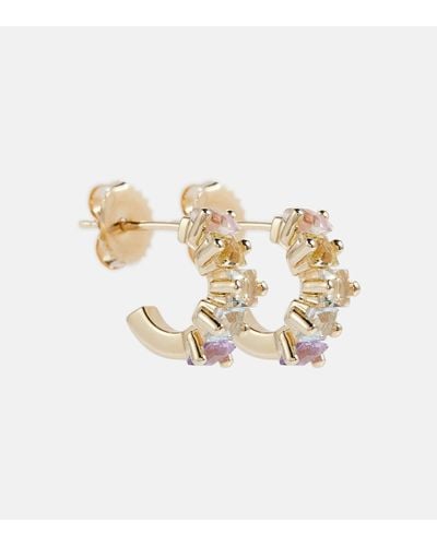 Suzanne Kalan 14kt Gold Mini Hoop Earrings With Gemstones - Metallic
