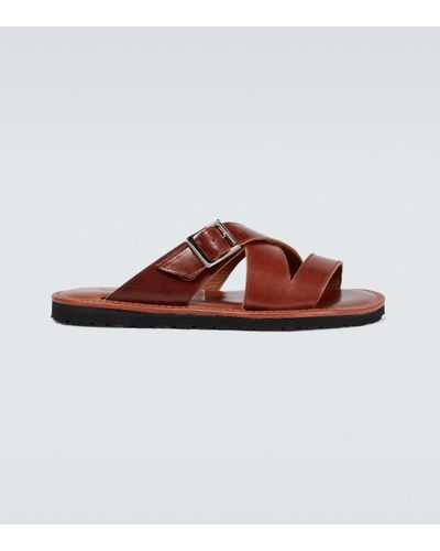 Junya Watanabe Crossover Flat Leather Sandals - Brown