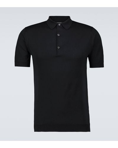 John Smedley Adrian Sea Island Cotton Polo Shirt - Black