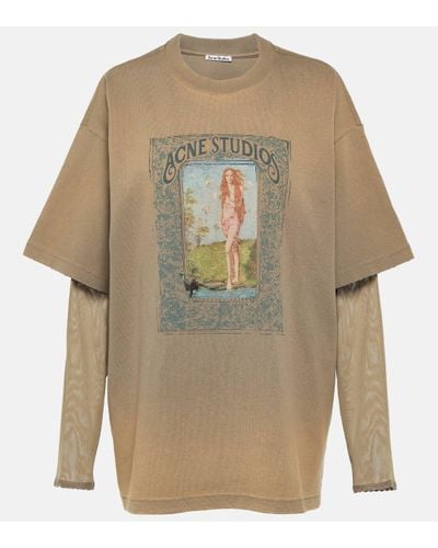 Acne Studios T-shirt Layered en coton imprime - Marron