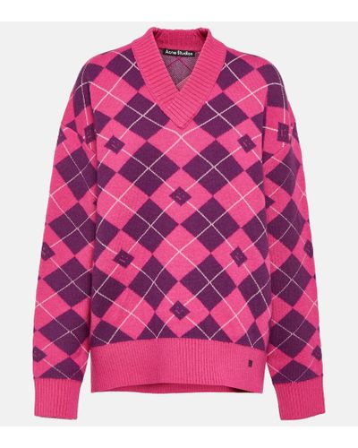 Acne Studios Jacquard Wool Blend Sweater - Pink