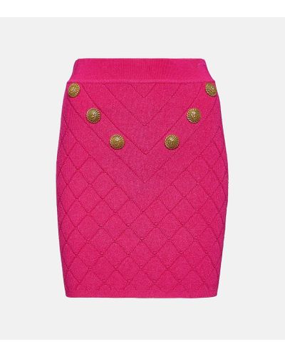 Balmain Minifalda de punto adornada - Rosa