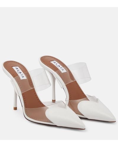 Alaïa Cour Patent Leather And Pu Mules - White