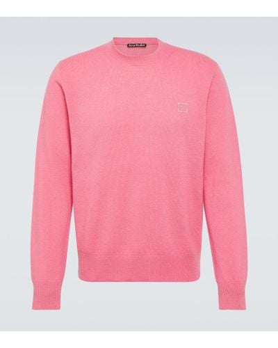 Acne Studios Pullover Face aus Wolle - Pink