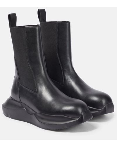 Rick Owens Geth Leather Ankle Boots - Black