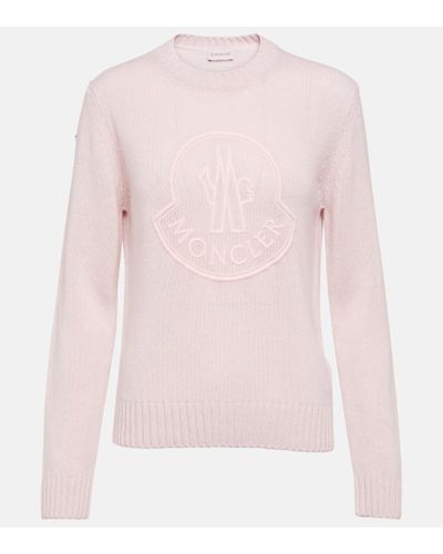Moncler Jersey de lana y cachemir con logo - Rosa