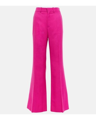 Chloé High-rise Wool-blend Trousers - Pink