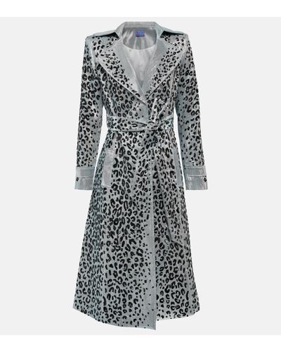 Miss Sohee Leopard-print Trench Coat - Grey