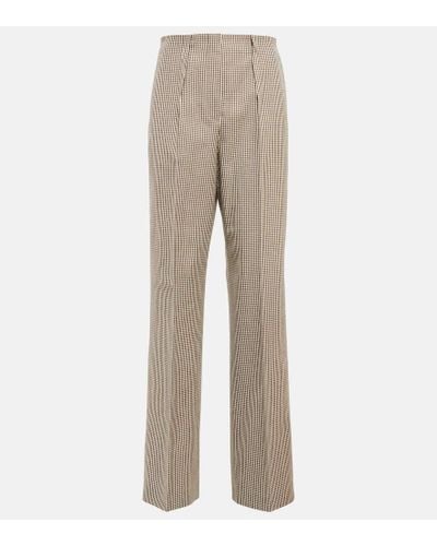 Fendi Houndstooth High-rise Straight Pants - Natural