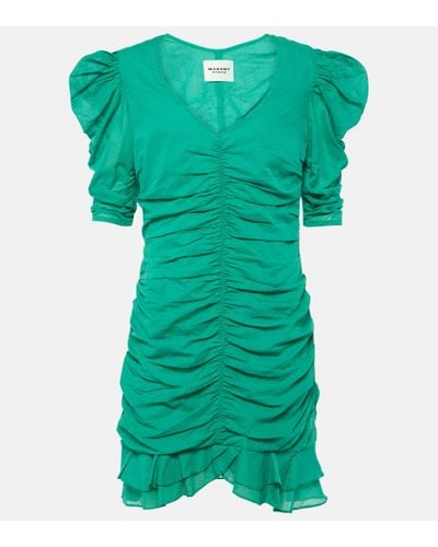 Isabel Marant Sireny Draped Cotton Minidress - Green