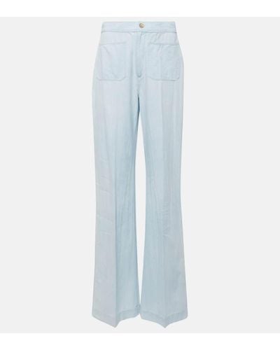 Polo Ralph Lauren Pantalones anchos de chambray de algodon - Azul