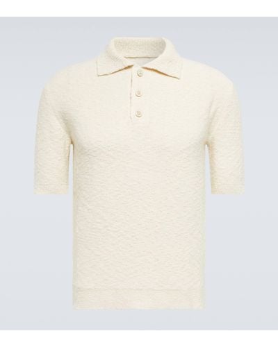 Maison Margiela Cotton-blend Boucle Polo Shirt - White