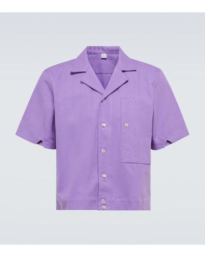 Winnie New York Camicia bowling in cotone e lino - Viola