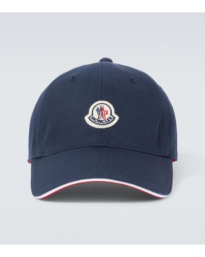 Moncler Cappello da baseball in cotone con logo - Blu