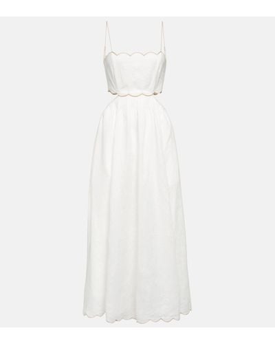 Zimmermann Cutout Linen Midi Dress - White