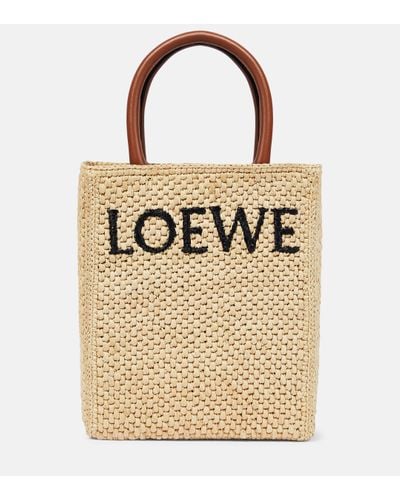 Loewe Leather-trimmed Raffia Tote Bag - Natural