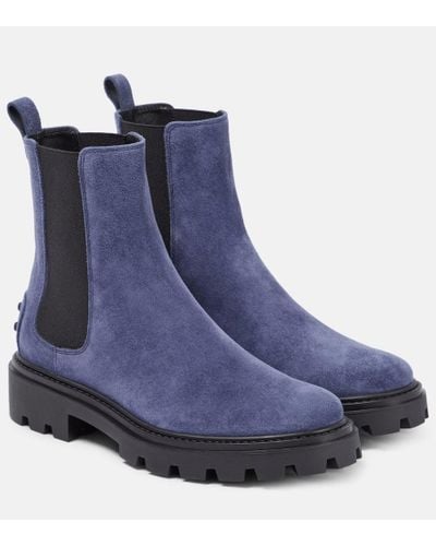 Tod's Suede Chelsea Boots - Blue