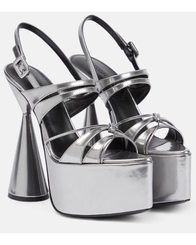 D'Accori Belle Platform Leather Sandals - Grey