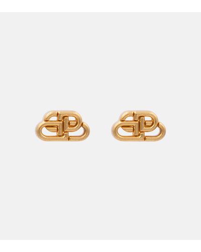 Balenciaga Bb Xs Gold-plated Stud Earrings - Metallic