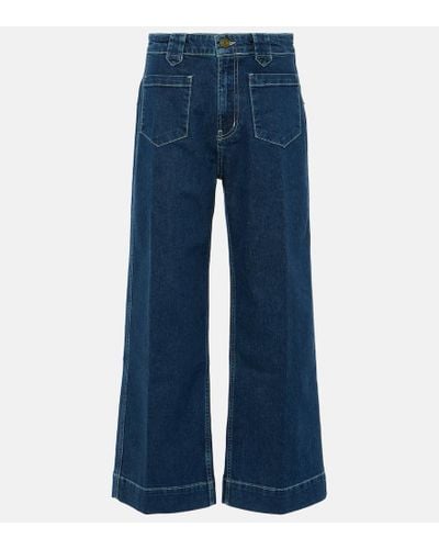 FRAME High-Rise Cropped Straight Jeans - Blau