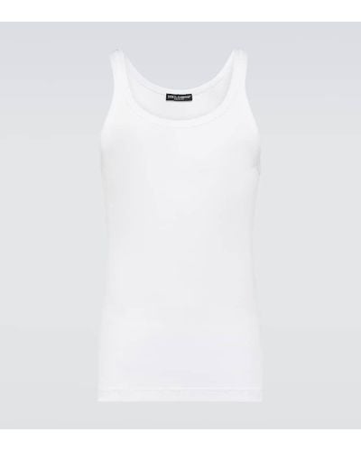 Dolce & Gabbana Tank top in jersey di cotone - Bianco