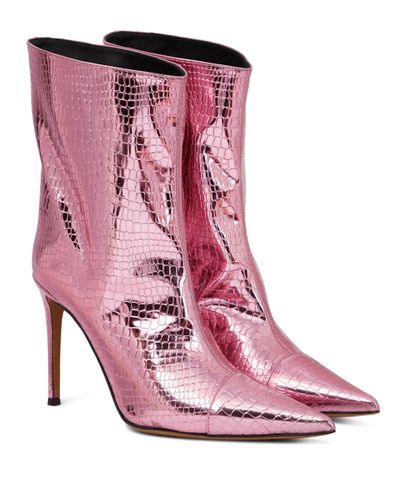 Alexandre Vauthier Alex Croc-effect Ankle Boots - Pink