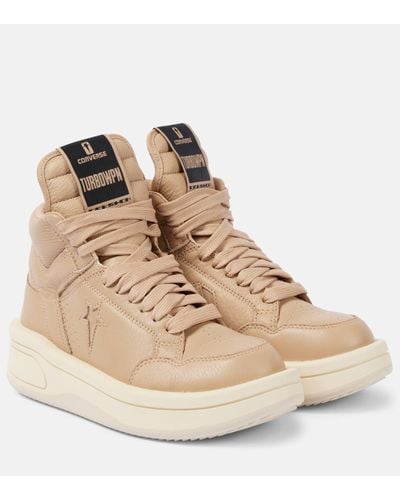 Rick Owens X Converse Turbowpn Leather Platform Trainers - Natural