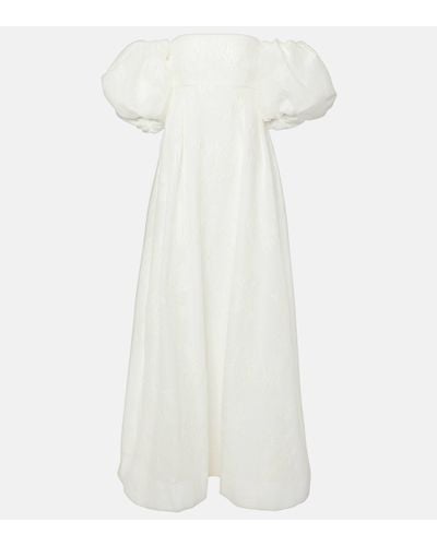 Rebecca Vallance Matchmaker Puff-sleeve Off-shoulder Gown - White